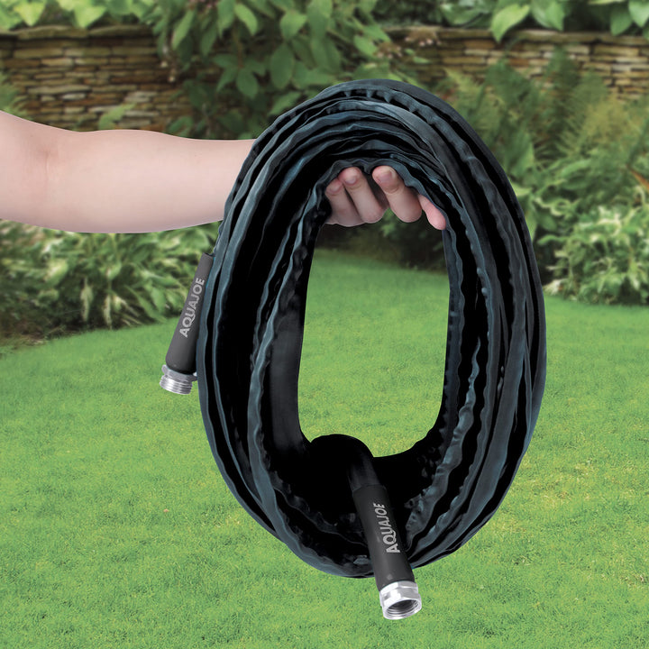 Restored Aqua Joe AJFJH75-34-CTR-BLK Kink-Free Contractor Grade FiberJacket Garden Hose, 3/4-in Max. Water Flow, 650-PSI Burst Rating, 75Ft, Black (Refurbished)