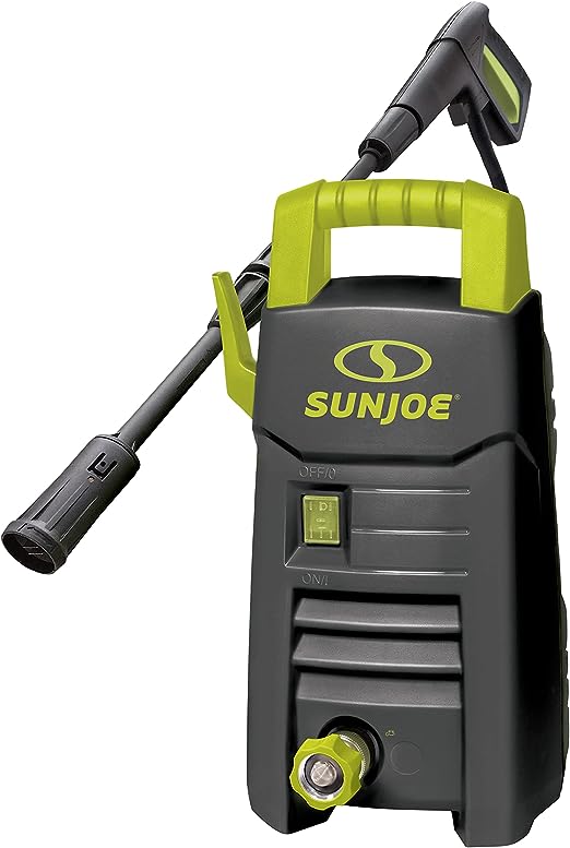 Restored Scratch and Dent Sun Joe SPX205E-MAX Electric Pressure Washer, Adjustable Spray Wand, Rim Brush, Black (Refurbished)