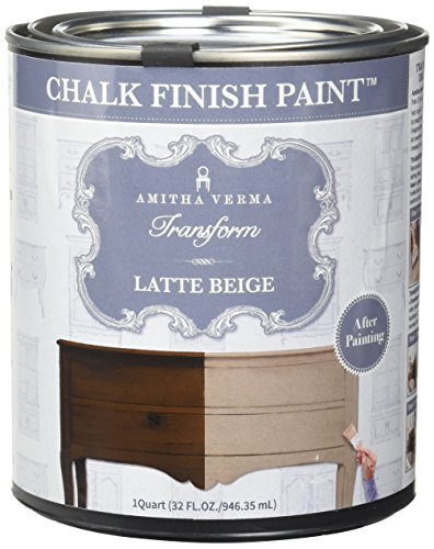Amitha Verma Chalk Finish Paint, No Prep, One Coat, Fast Drying | DIY Makeover for Cabinets, Furniture & More, 1 Quart, (Latte Beige)