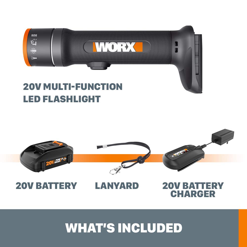 Restored Scratch and Dent Worx WX027L 20V Power Share Multi-Function LED Flashlight (Refurbished)