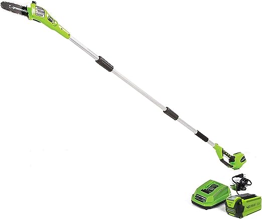 Restored Scratch and Dent Greenworks 40V 8" Cordless Polesaw / Great For Pruning and Trimming Branches / 11 FT Reach (Refurbished)