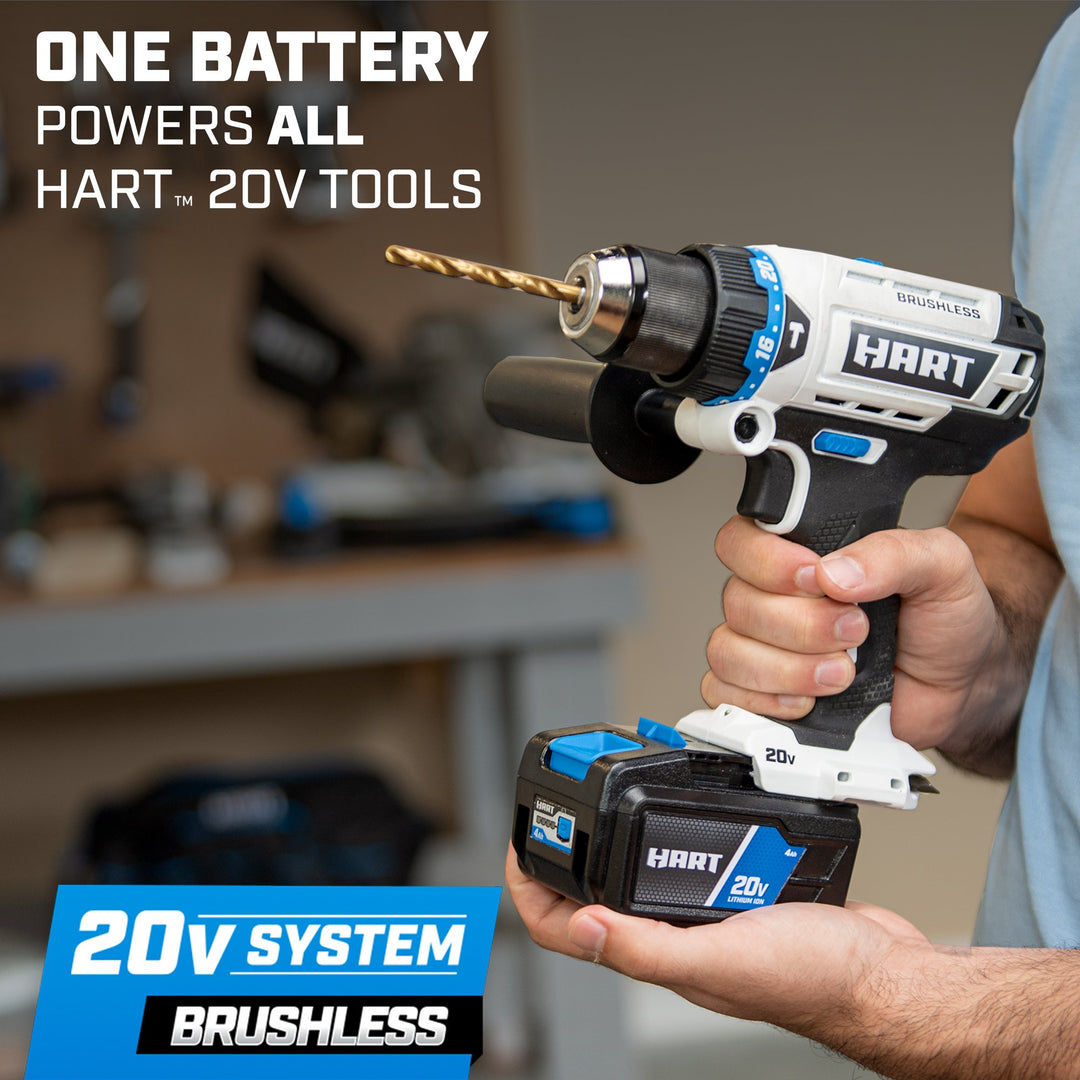 Restored HART 20-Volt Brushless 1/2 Inch Hammer Drill Kit (Refurbished)