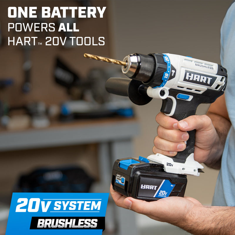 (Restored) HART 20-Volt Brushless 1/2 Inch Hammer Drill Kit (Refurbished)