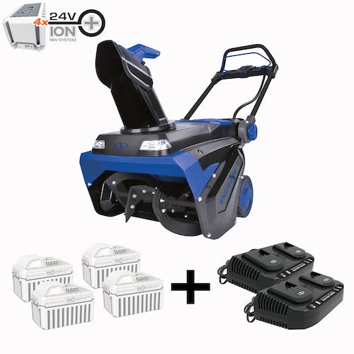 Restored (Scratch and Dent) Snow Joe 24V-X4-SB21 96-Volt* MAX IONMAX Cordless Brushless Single-Stage Snow Blower | 21-inch | W/ 4 x 12.0-Ah Batteries + 2 x Dual Port Chargers (Refurbished)