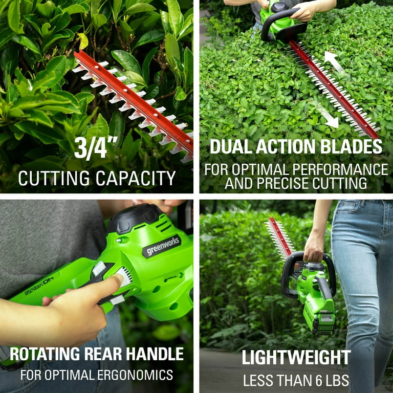 Restored Greenworks 40V 24-inch Hedge Trimmer with 2.5 Ah Battery and Quick Charger, 2207902 (Refurbished)