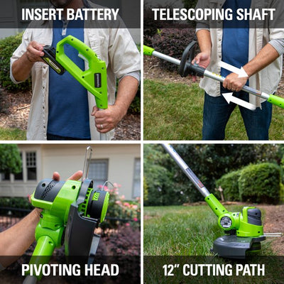 Restored Scratch and Dent Greenworks 24V Cordless String Trimmer and Blower Combo, 2Ah Battery and Charger Included (Refurbished)