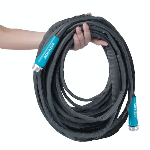 Restored Scratch and Dent Aqua Joe AJFJH50-58-PRO Ultra Flexible Kink Free Fiberjacket Garden Hose | 50-Foot | Metal Fittings (Refurbished)