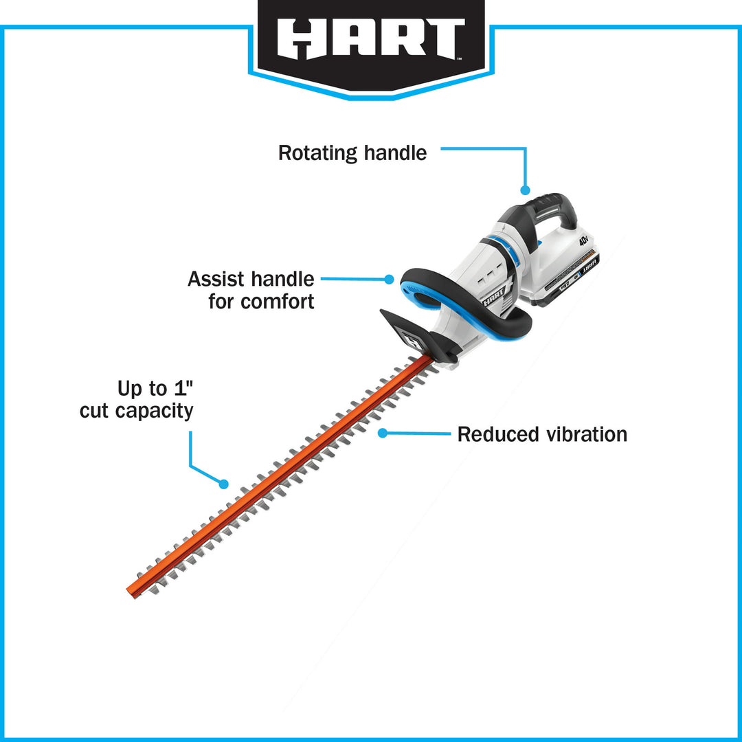 (Restored) HART 40-Volt Cordless Hedge Trimmer Kit (1) 2.5Ah Lithium-Ion Battery (Refurbished)
