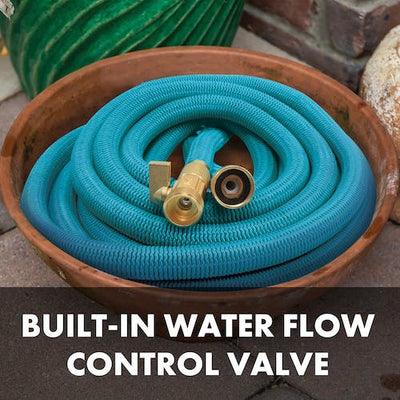 Restored Aqua Joe AJEGH50 No-Kink Expandable Garden Hose W/ Heavy Duty Brass Valve & Flow Control Shut off | 50-Foot | 5/8-Inch | 700-PSI Burst Pressure (Refurbished)