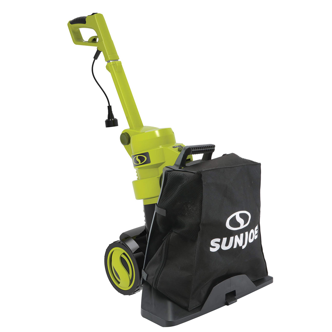 Sun Joe SBJ806E 3-in-1 Walk Behind Electric Blower Vacuum & Mulcher, 14-Amp, 8-gal, 600 CFM Max, Green [Remanufactured]