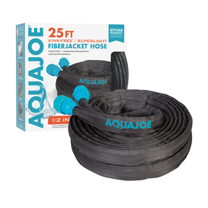 Restored Scratch and Dent Aqua Joe AJFJH25 Ultra Flexible Kink Free Fiberjacket Garden Hose | 25-Foot (Refurbished)