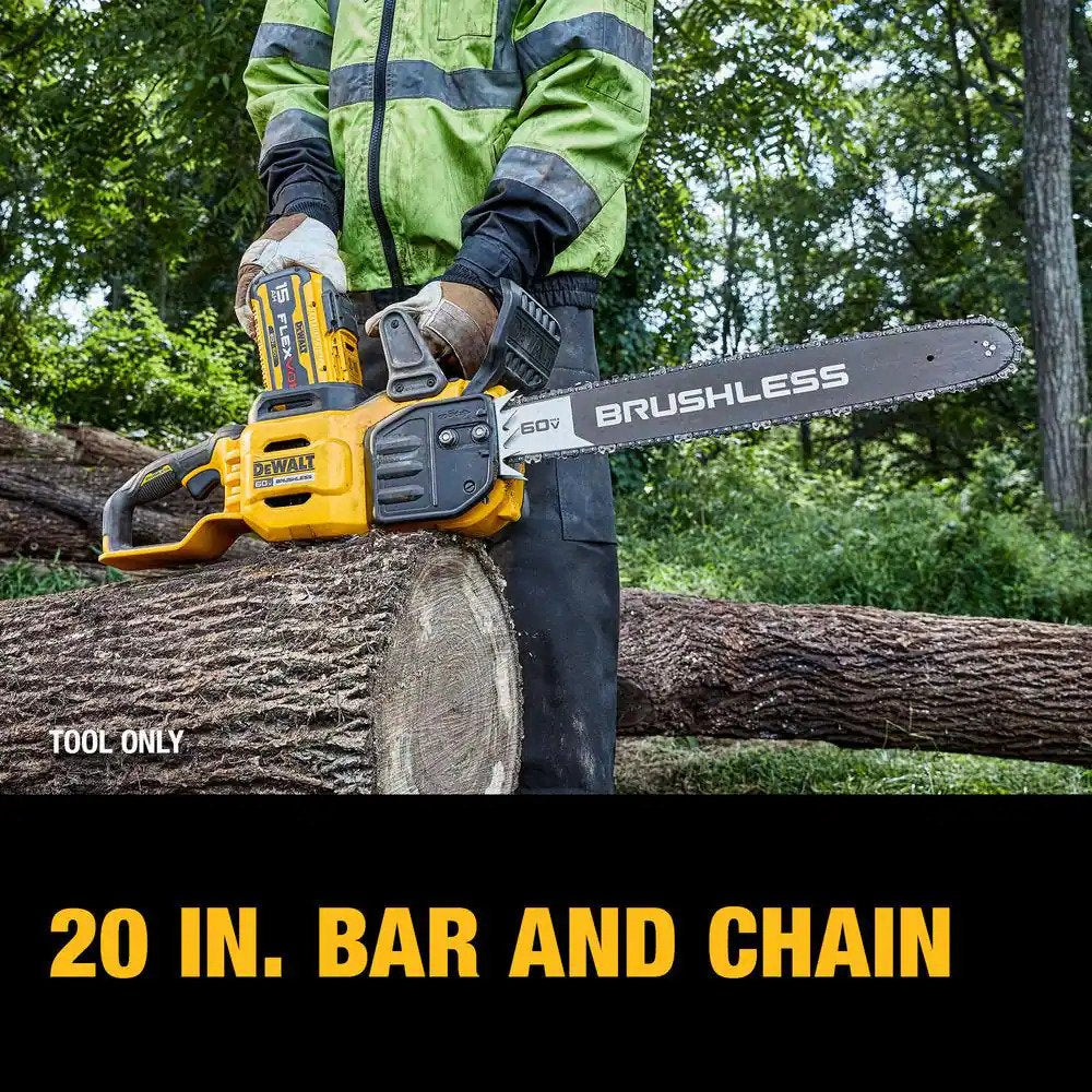 DEWALT 60V MAX 20in. Brushless Cordless Battery Powered Chainsaw with Battery & Charger (DCCS677Y1)