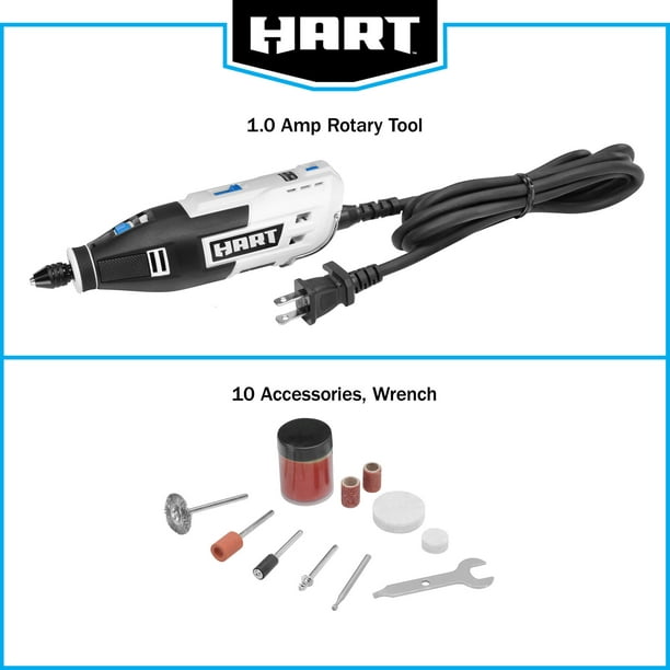 Restored HART 1 Amp 2-Speed Rotary Tool Kit with 10 Accessories (Refurbished)