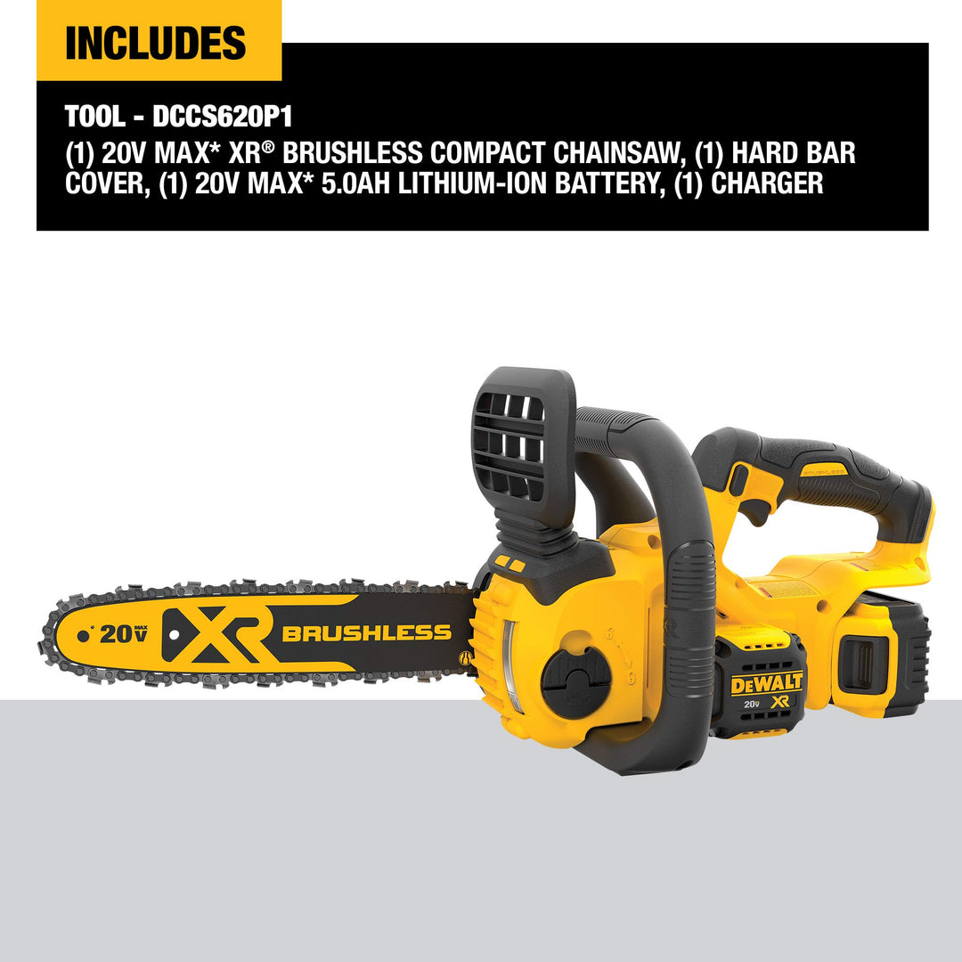DEWALT 20V MAX* XR Chainsaw Kit, 5-Ah Battery, 12-Inch (DCCS620P1) [LOCAL PICKUP ONLY]
