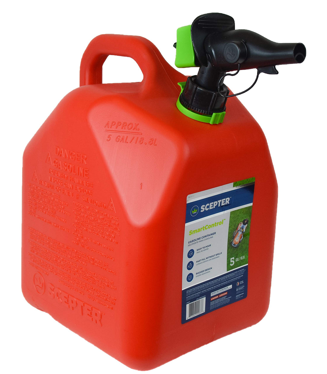 Scepter FR1G501 5 Gallon SmartControl Gas Can, Red