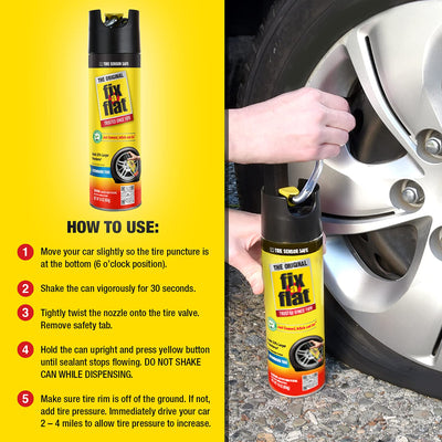 Fix-A-Flat S60420 Aerosol Emergency Flat Tire Repair and Inflator, for Standard Tires, Eco-Friendly Formula, Universal Fit for All Cars, 16 oz. (Pack of 1)