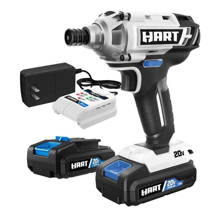 Restored Scratch and Dent HART 20-Volt Cordless Impact Driver Kit, (2) 20-Volt 1.5Ah Lithium-Ion Battery (Refurbished)