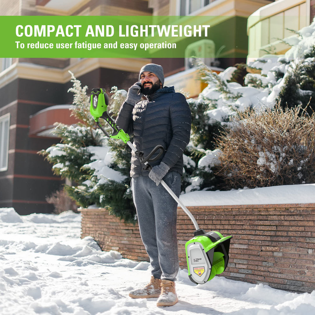 Restored Scratch and Dent Greenworks 40V 12” Cordless Snow Shovel, 4.0Ah Battery and Charger Included (Refurbished)