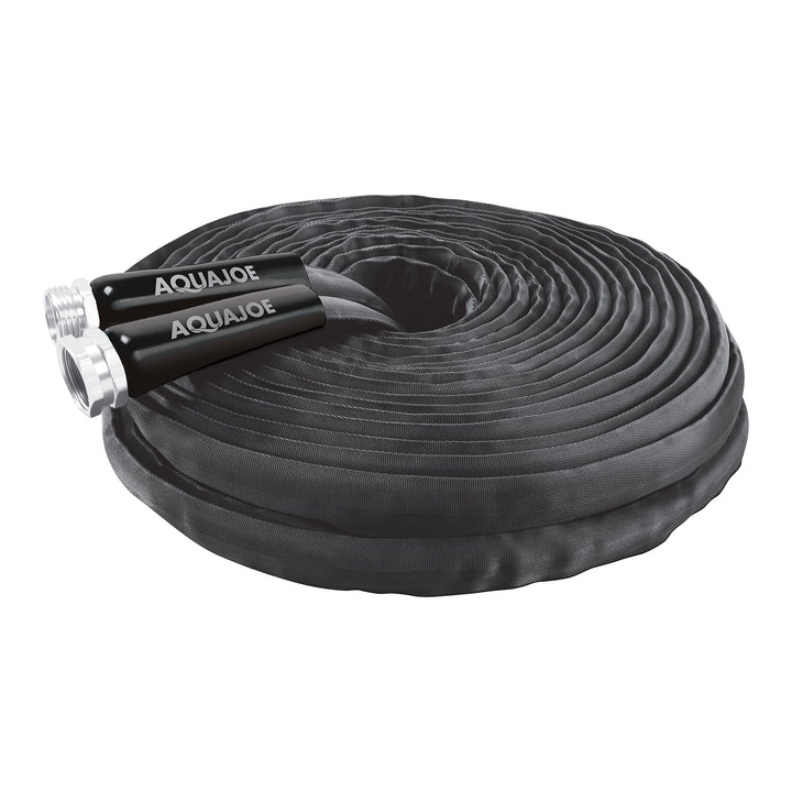 Restored Aqua Joe AJFJH75-34-CTR-BLK Kink-Free Contractor Grade FiberJacket Garden Hose, 3/4-in Max. Water Flow, 650-PSI Burst Rating, 75Ft, Black (Refurbished)