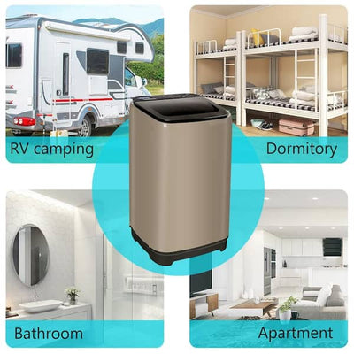 KRIB 1.7 cu.ft Full-Automatic Washing Machine, Portable Top Load Washer Machine, Gold