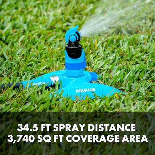 Restored Aqua Joe AJ-MSSBM Turbo Drive 360 Sprinkler | 4 Spray Patterns | Customizable Coverage | 3,740 Sq. Ft. Max Coverage (Refurbished)