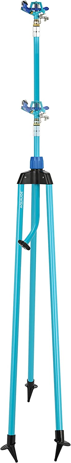 Restored Aqua Joe AJ-IST72ZM Indestructible Zinc Impulse 360? Telescoping Tripod Sprinkler | Customizable Coverage | Extends from 42-72-inches | 1390 sq ft Max Coverage (Refurbished)