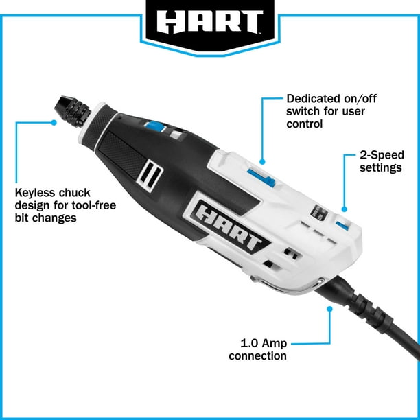 Restored HART 1 Amp 2-Speed Rotary Tool Kit with 10 Accessories (Refurbished)