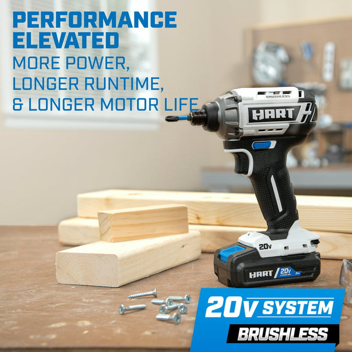 Restored HART 20-Volt Brushless Impact Driver Kit (1) 20-Volt 2.0Ah Lithium-ion Battery (Refurbished)