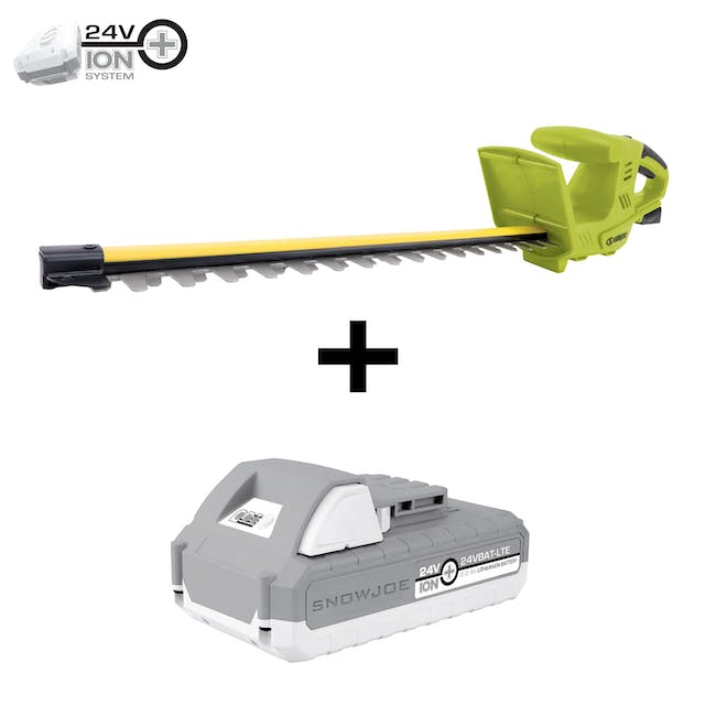 Restored Sun Joe 24V-HT18-LTE 24V 2.0Ah 18-in Cordless Handheld Hedge Trimmer 5/8" Cutting Capacity, Blade, Kit (w/ 2.0 Ah Battery + Quick Charger) (Refurbished)