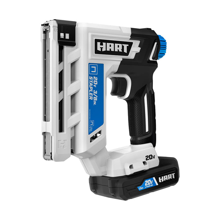 Restored HART HPNR75B | 3/8 Inch Crown Staple Gun Kit | 20-Volt | (1) 20-Volt 1.5Ah Lithium-Ion Battery (Refurbished)