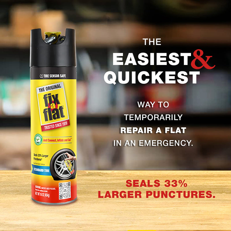 Fix-A-Flat S60420 Aerosol Emergency Flat Tire Repair and Inflator, for Standard Tires, Eco-Friendly Formula, Universal Fit for All Cars, 16 oz. (Pack of 1)