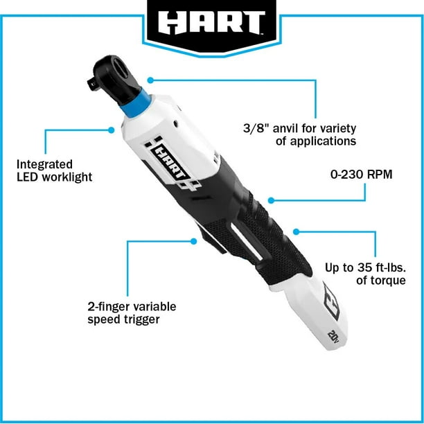 Restored Scratch and Dent HART 20V 1/4” Ratchets Kit (1) 1.5Ah Lithium-ion Battery Impact Wrenches (Refurbished)