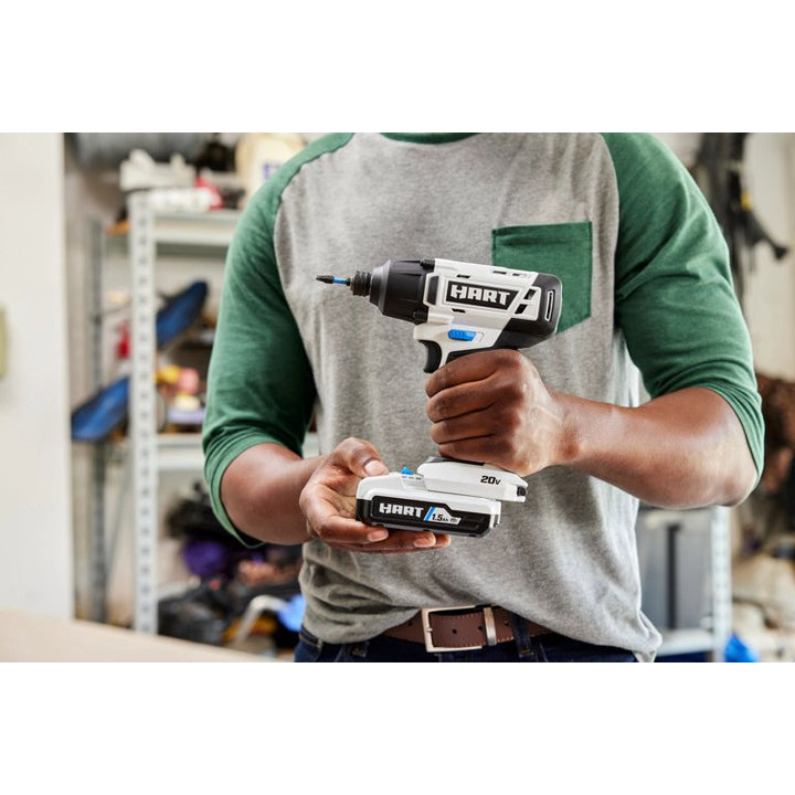 Restored Scratch and Dent HART 20-Volt Cordless Impact Driver Kit, (1) 1.5Ah Lithium-Ion Battery, Gen 2 (Refurbished)