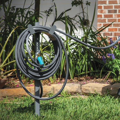 Restored Aqua Joe SJ-SHSBB3LIH Garden Hose Stand with Brass Faucet and 3 ft Lead in Hose, Gray (Refurbished)