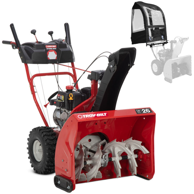 Troy-Bilt Storm 2600 26 in. 208 cc Two- Stage Gas Snow Blower with Electric Start, Self Propelled, and Snow Blower Cab