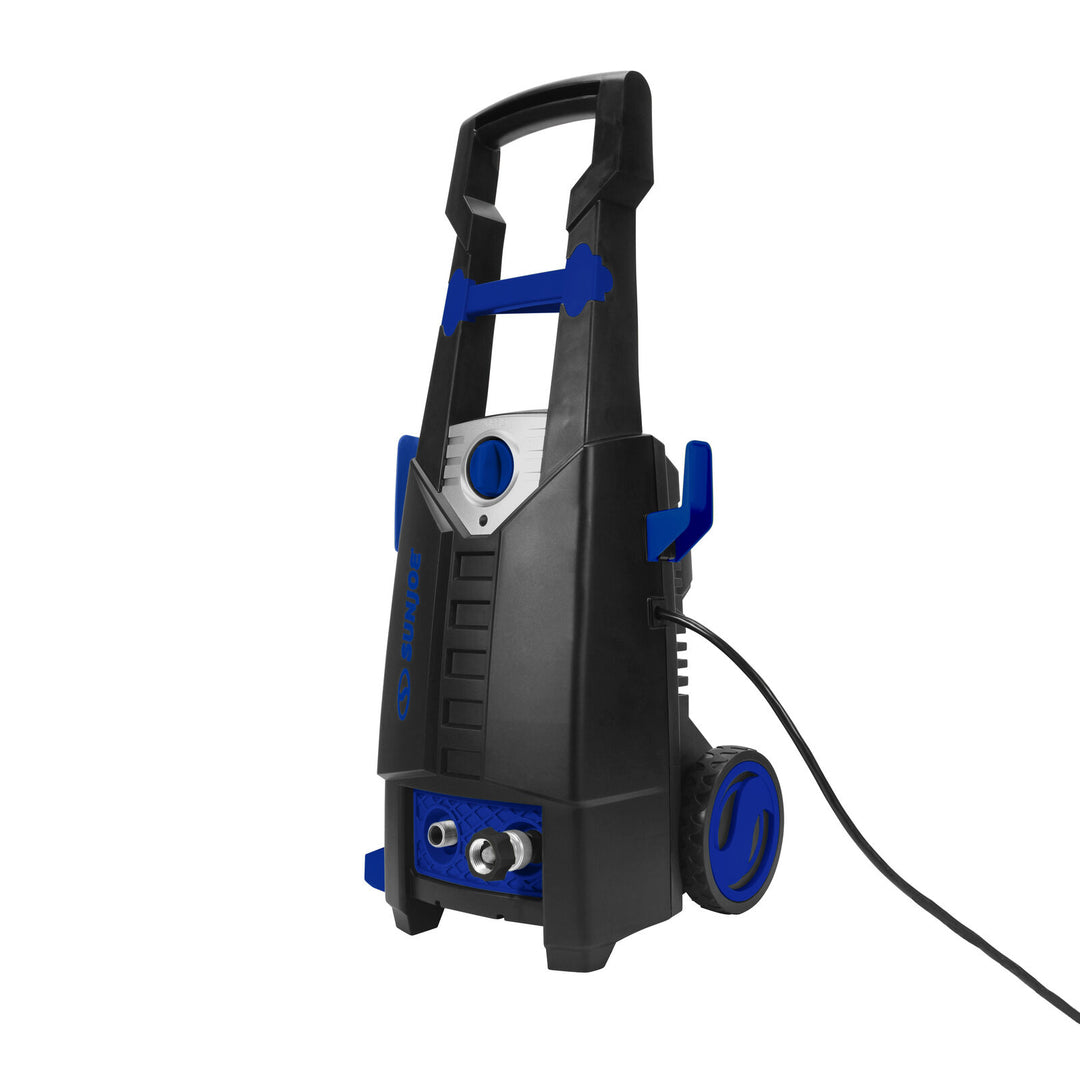 Restored Sun Joe SPX2596-SJB Electric Pressure Washer | W/ 34oz Foamer, Splashguard, & 3 Spray nozzles | 2100 PSI MAX* | 1.8 GPM MAX* (Blue) Refurbished
