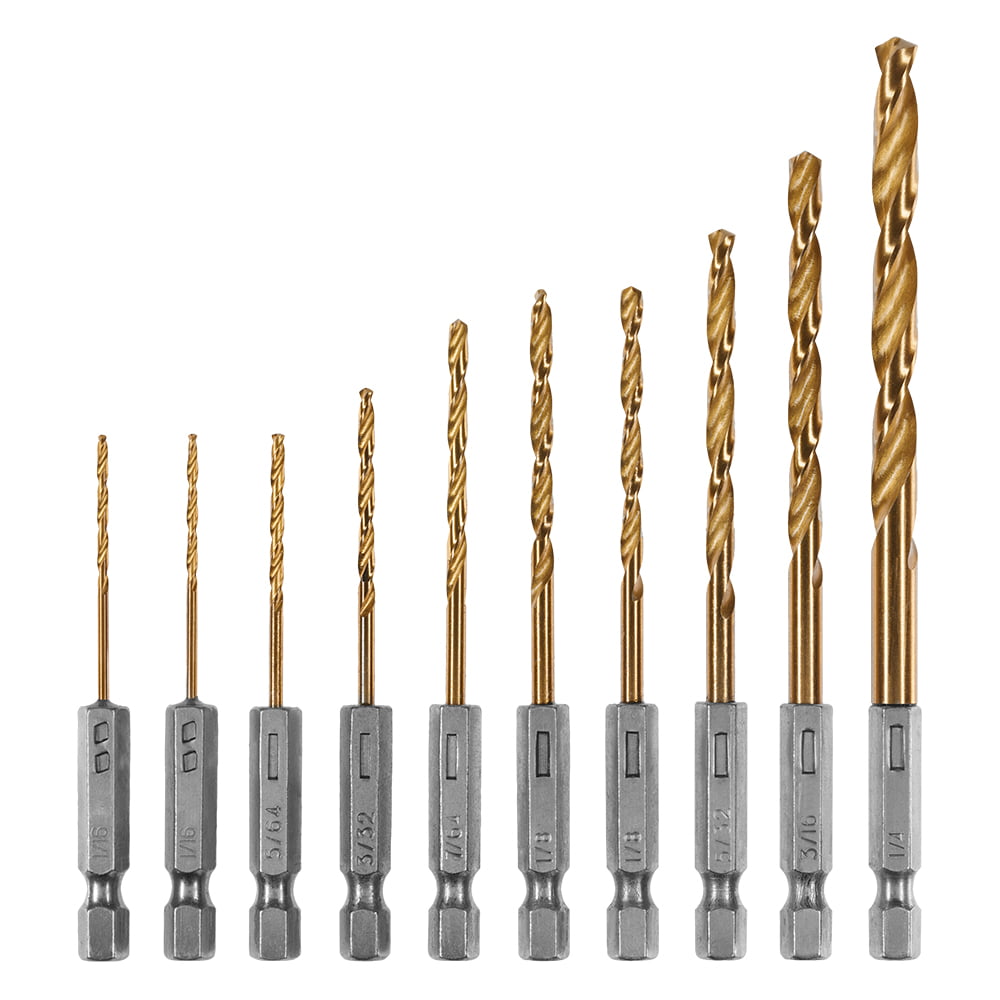 Restored Scratch and Dent HART 10-Piece Hex Shank Titanium Drill Bit Set (Refurbished)