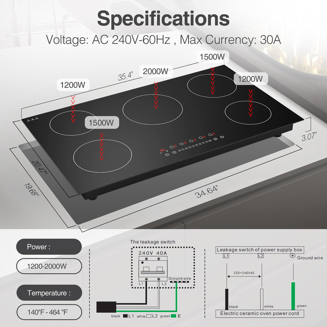 Restored Scratch and Dent VBGK Induction Cooktop with 5 Burners (Refurbished)