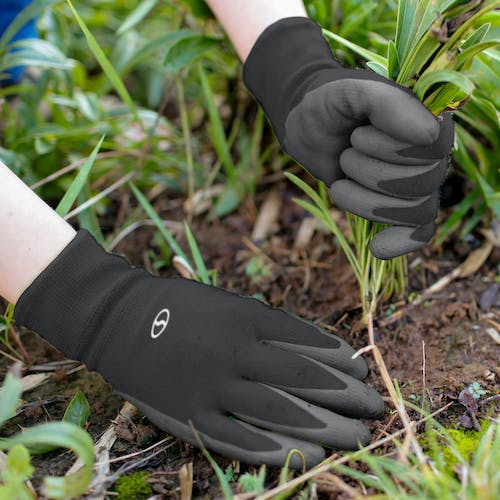 Restored Sun Joe GGNP-S3-BLK Reusable Nitrile-Palm Gloves | Tactile | Washable | One Size Fits Most | Set of 3 (Black) (Refurbished)