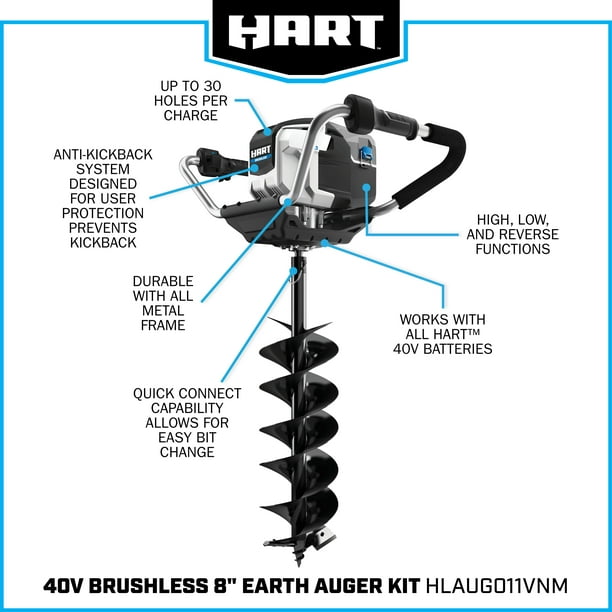 Restored Scratch and Dent HART 40-Volt Brushless Auger (1) 4.0 Ah Lithium-Ion Battery (Refurbished)