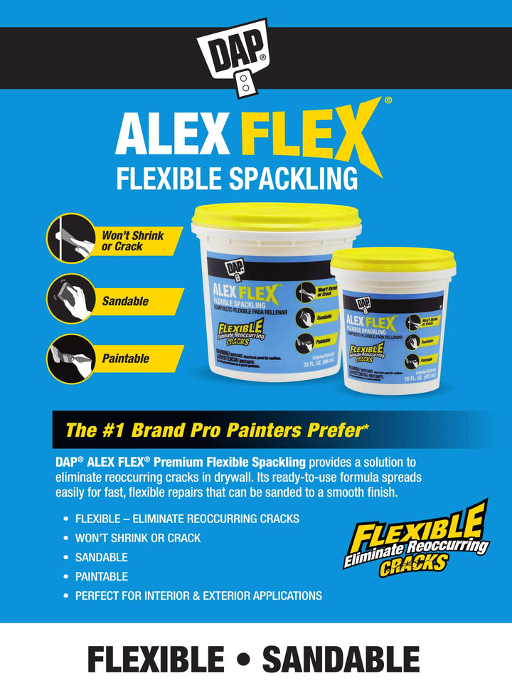 DAP INC 18742 Alex Flex PT Spackling, 16.0 Fl Oz, White