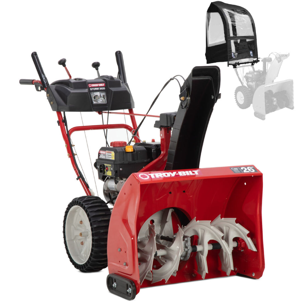 Troy-Bilt Storm 2620 26 in. 243 cc 2-Stage Self Propelled Gas Snow Blower with Electric Start, Airless Tires, and Includes Snow Cab