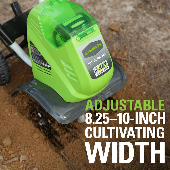 Restored Scratch and Dent Greenworks 40V 10" Cordless Tiller / Cultivator, Tool Only (Refurbished)