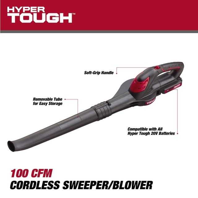 Restored Hyper Tough 20V Max Cordless 130 mph Sweeper/Blower, 2.0Ah Battery and Charger Included (Refurbished)
