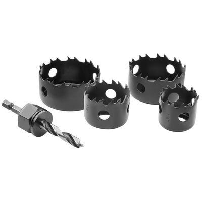 Restored HART 5-Piece Assorted Hole Saw Set with Tapered Brad Point Tip Arbor (Refurbished)