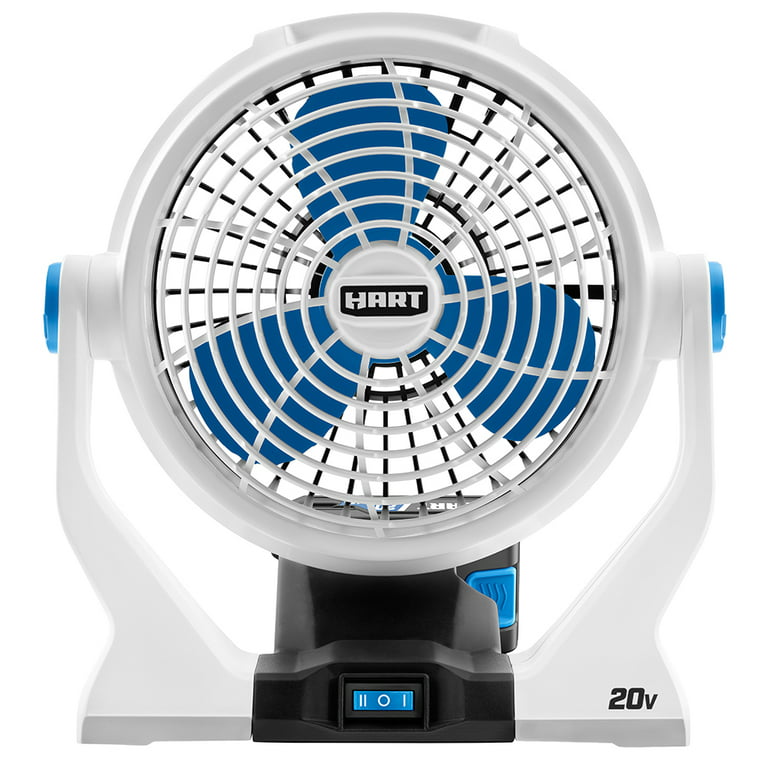 Restored HART 7.5" 2 speed Table Fan with Cordless Lithium Ion Battery, HPCF01B, White (Refurbished)
