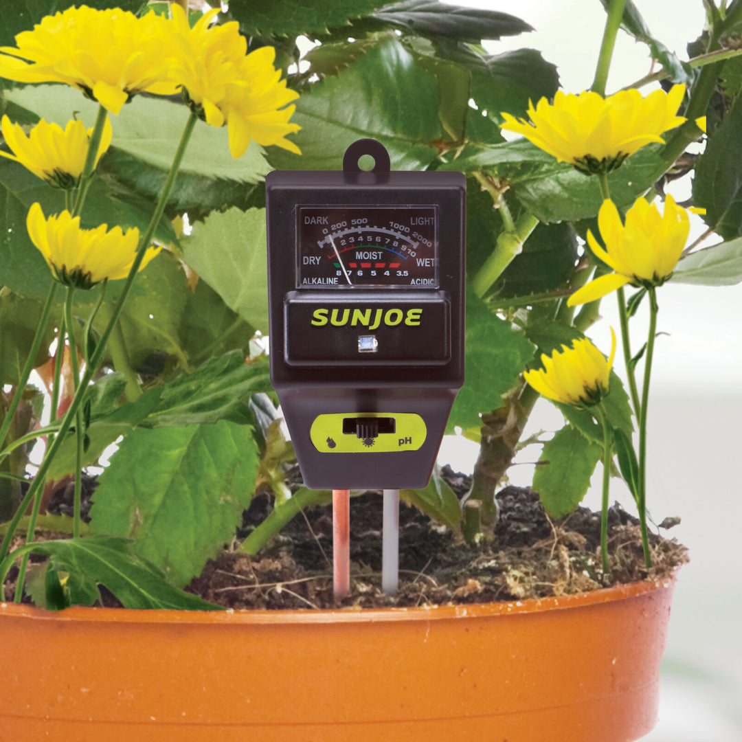 Restored Sun Joe 3-In-1 Soil Meter with Moisture, PH and Light Meter for Indoor/Outdoor Gardens (Refurbished)
