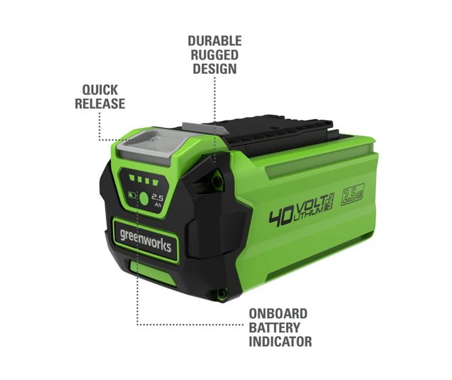 Restored Greenworks 40v 2.5 Ah Battery, 2938402D (Refurbished)