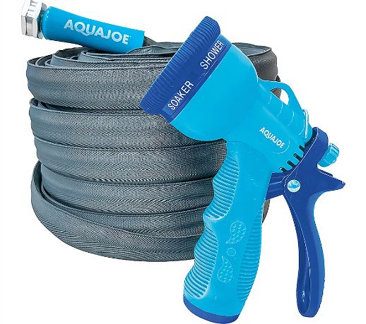 Restored Aqua Joe 50 ft Fiber Jacket Hose with 5 Pattern Spray Gun (Aqua) (Refurbished)