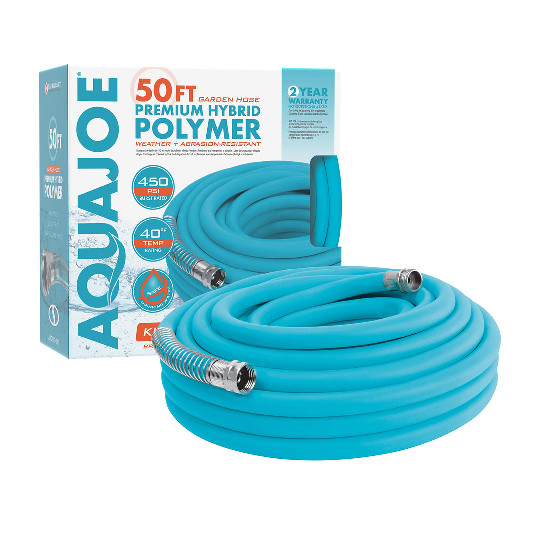 Restored Scratch and Dent Aqua Joe AJPGH50-DWS 5/8 in 50 Ft. Hybrid Polymer Flex Kink Free Hose (Refurbished)